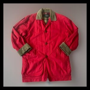 J.Crew Red Chore Barn Jacket Corduroy Trim Plaid Lined Coat Women’s xSmall VTG